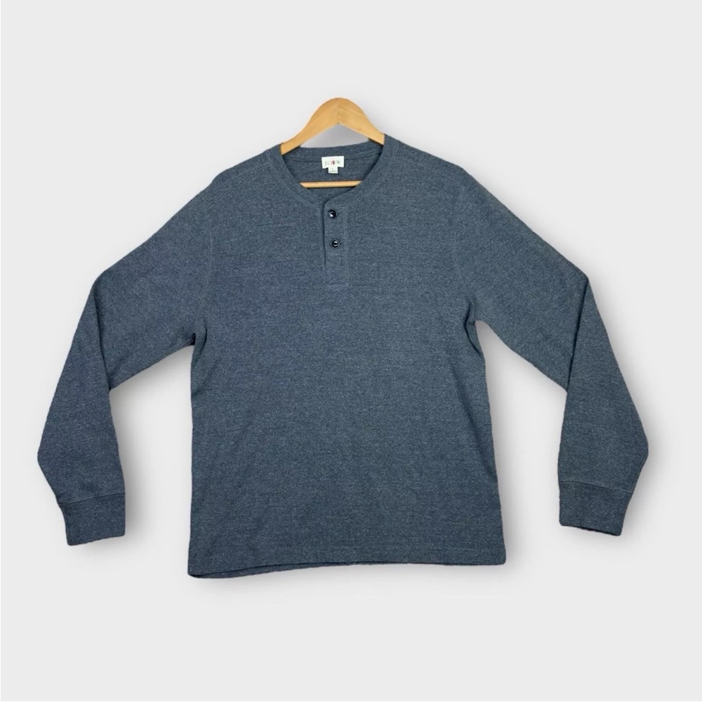 Vintage J Crew Oarsman Knit Thermal T Shirt Men Size Large Gray Long Sleeve EUC